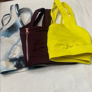 lululemon athletica Yellow, Burgundy, and Blue Sports Bras